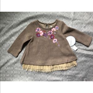 KOALA KIDS - Fall Floral Glitter Top Girls 9-12 Mo